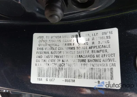 2016 Honda Civic Lx from USA, damaged, VIN 19XFC2F50GE246953